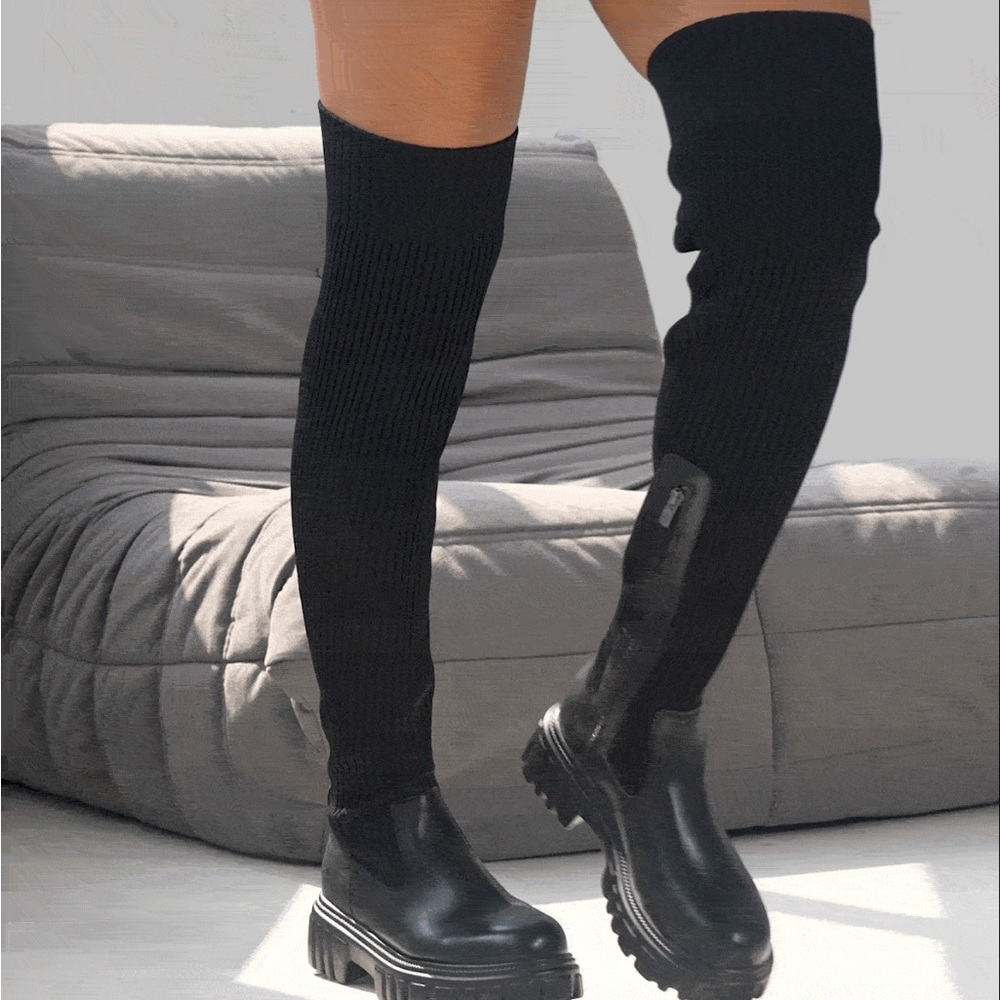 Basic minimalist panel design over knee sock